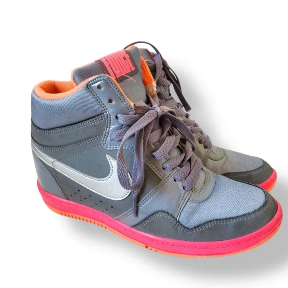 NIKE Force Dunk Sky Hi Hidden Wedge Heel Gray - Picture 2 of 13